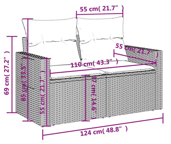 Polyrattan Kerti Ülőgarnitúra - 11 részes - Fekete