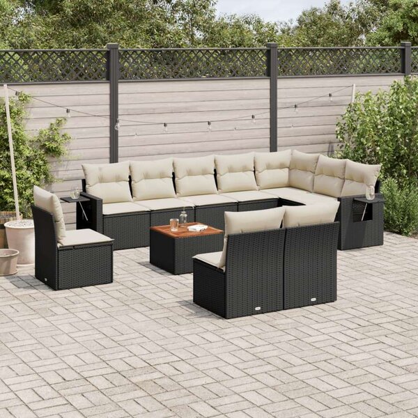 Polyrattan Kerti Ülőgarnitúra - 11 részes - Fekete