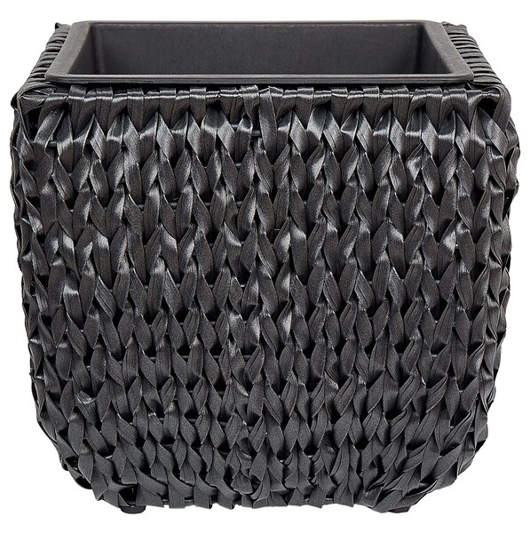 Kétdarabos virágcserép szett BERBERIS 34/45 cm Fekete PE Rattan
