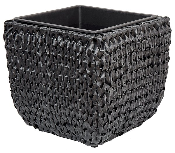 Kétdarabos virágcserép szett BERBERIS 34/45 cm Fekete PE Rattan