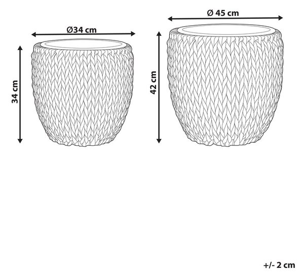 Háromdarabos virágcserép szett BERBERIS PE Rattan 34/45 cm Sötétbarna