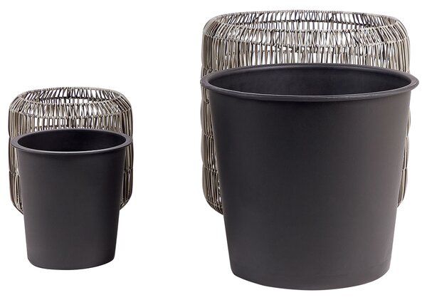 Kétdarabos virágcserép szett BRODIEA PE Rattan 26/45 cm Világosbarna