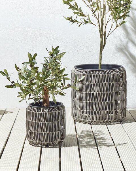 Kétdarabos virágcserép szett BRODIEA PE Rattan 26/45 cm Világosbarna