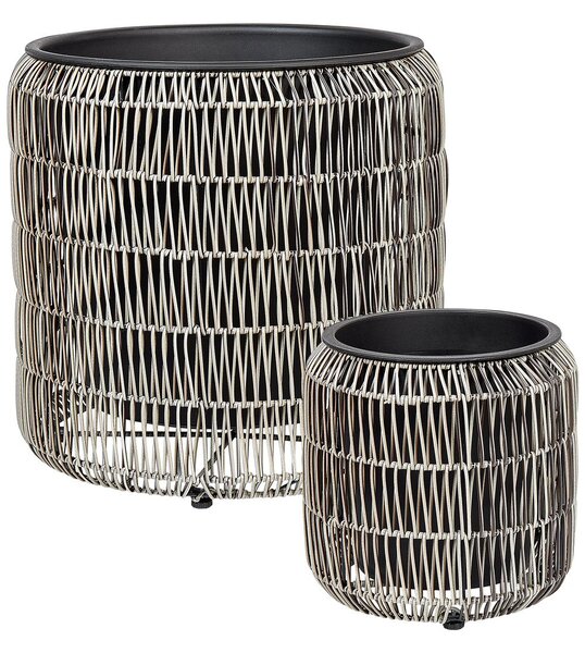Kétdarabos virágcserép szett BRODIEA PE Rattan 26/45 cm Világosbarna