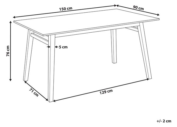 Étkezőasztal VARLEY Természetes kőris 150 cm 90 cm