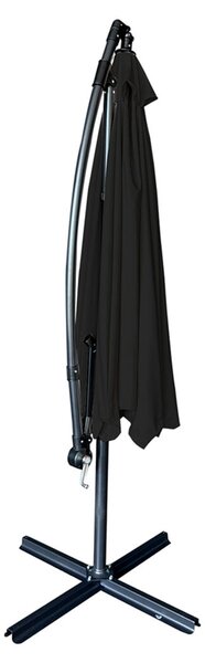 Nagy összecsukható függő kerti napernyő, fekete - 290cm