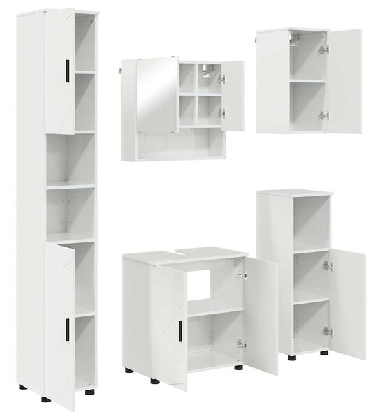 Fürdőszoba bútor szett 5 pcs Magasfényű fehér 61 x 35 x 64 cm