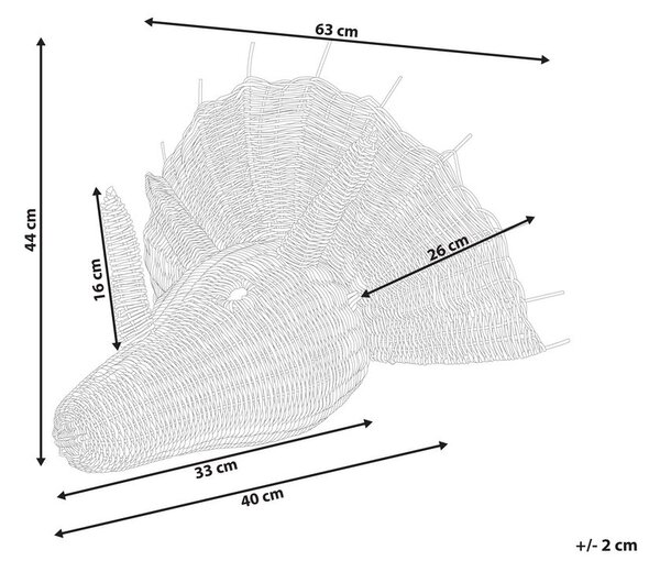 Fali Dekoráció Dinoszaurusz BIOKO Rattan 44 cm Természetes