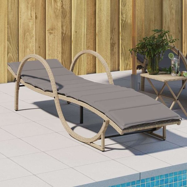 VidaXL Napozóágy - Polyrattan - Bézs - 199cm