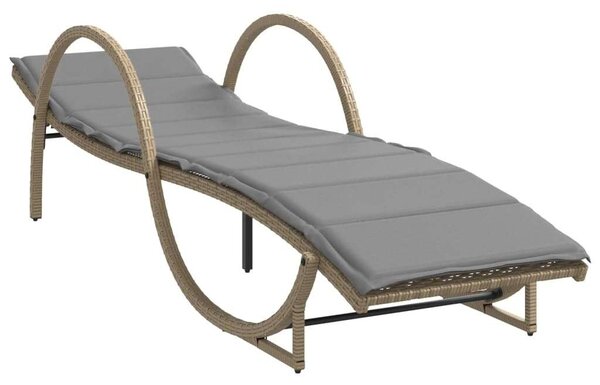 VidaXL Napozóágy - Polyrattan - Bézs - 199cm