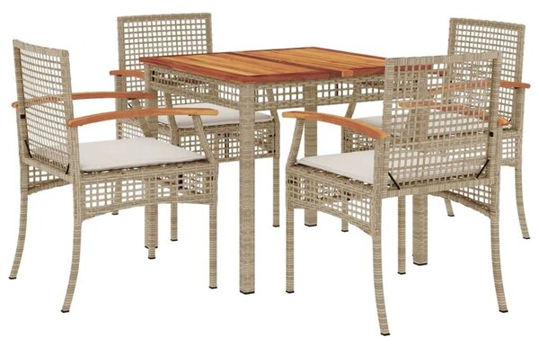 VidaXL Polyrattan Kerti Étkezőgarnitúra - 5 részes - Bézs