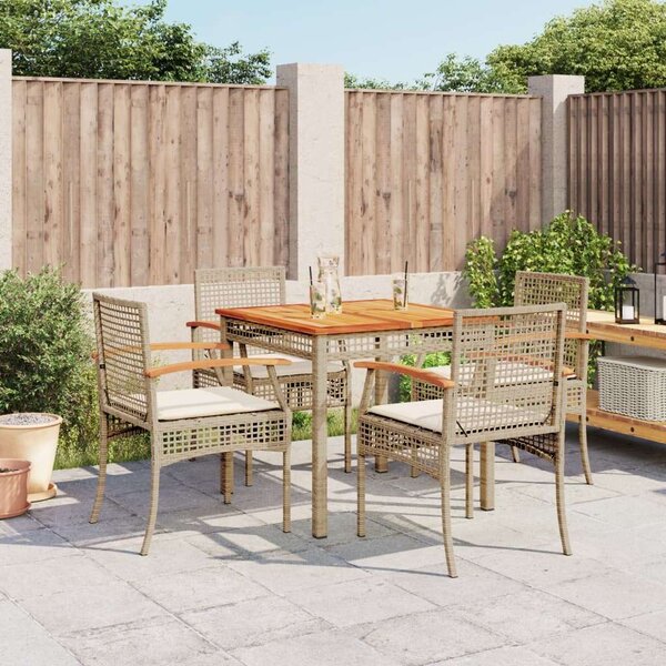 VidaXL Polyrattan Kerti Étkezőgarnitúra - 5 részes - Bézs