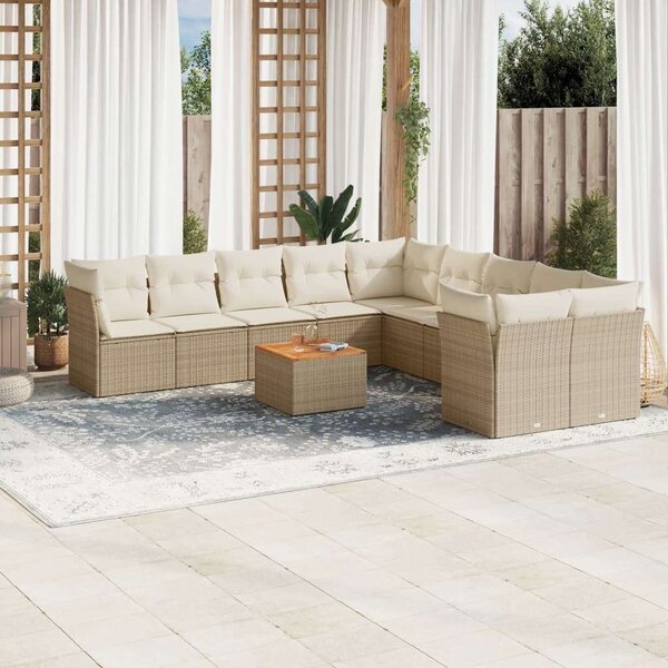 VidaXL Polyrattan Kerti Ülőgarnitúra - 11 részes - Bézs