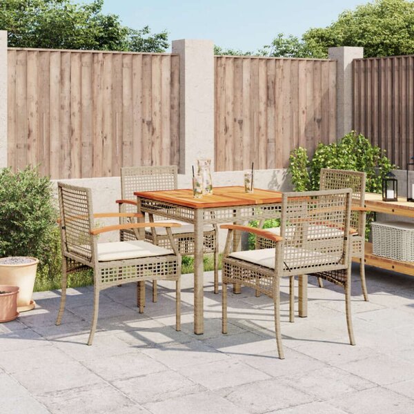 VidaXL Polyrattan Kerti Étkezőgarnitúra - 5 részes - Bézs