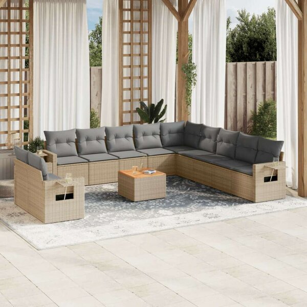 VidaXL Polyrattan Kerti Ülőgarnitúra - 12 részes - Bézs