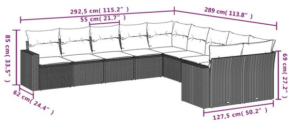 VidaXL 10 részes bézs polyrattan kerti ülőgarnitúra párnával