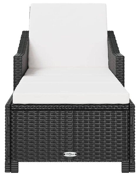 VidaXL - Polyrattan Napozóágy - Fekete - 201cm
