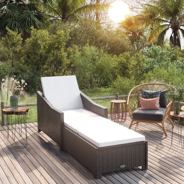 VidaXL - Polyrattan Napozóágy - Fekete - 201cm