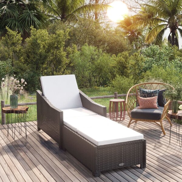 VidaXL - Polyrattan Napozóágy - Fekete - 201cm