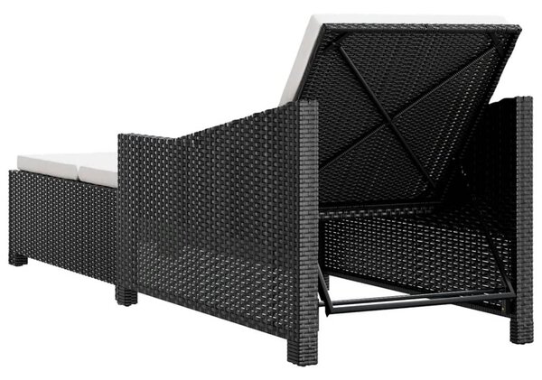 VidaXL - Polyrattan Napozóágy - Fekete - 201cm