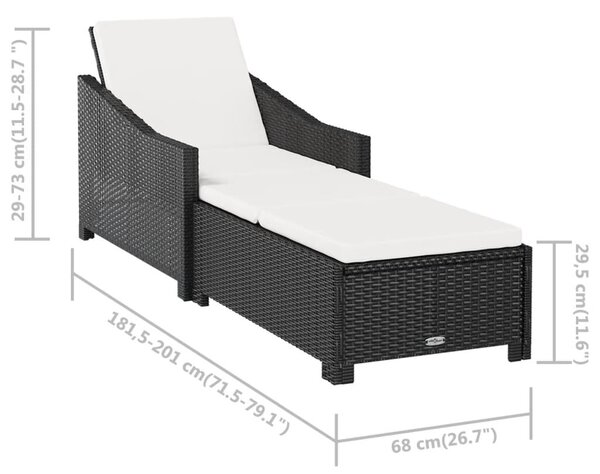VidaXL - Polyrattan Napozóágy - Fekete - 201cm