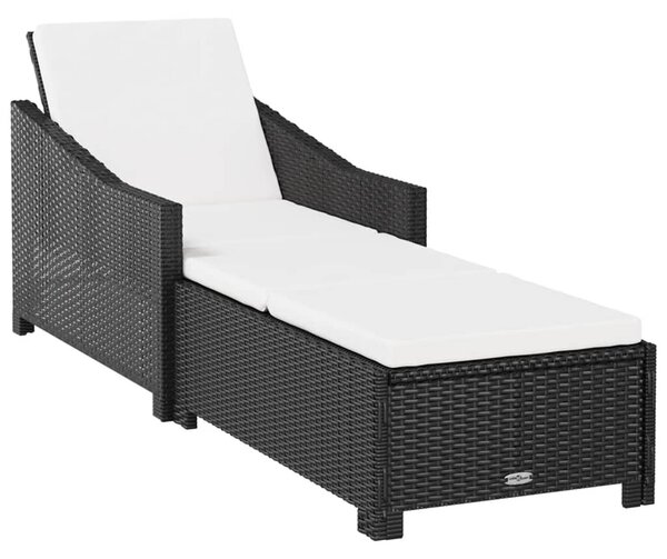 VidaXL - Polyrattan Napozóágy - Fekete - 201cm