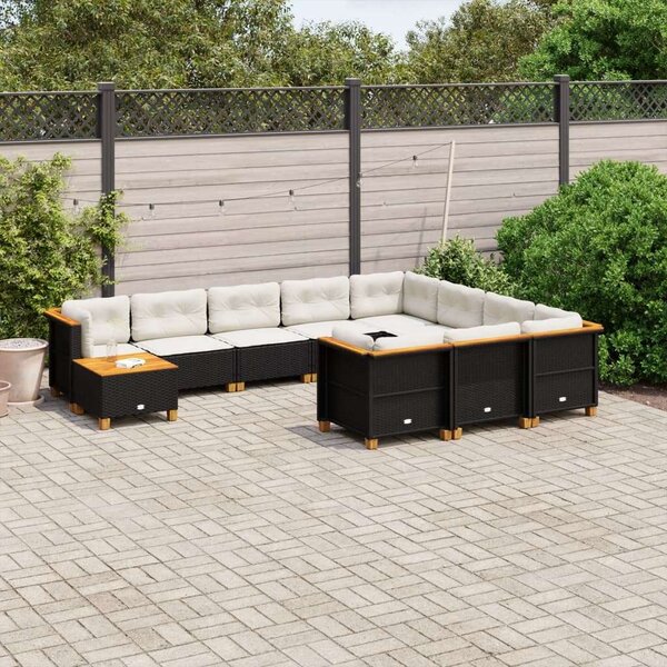 VidaXL Polyrattan Kerti Ülőgarnitúra - 11 részes - Fekete