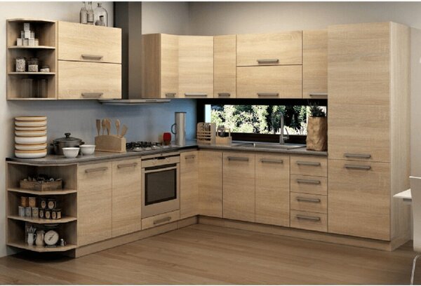 Billenő felsőszekrény üveggel 2DV, tölgy sonoma, NOVA PLUS NOPL-009-OH