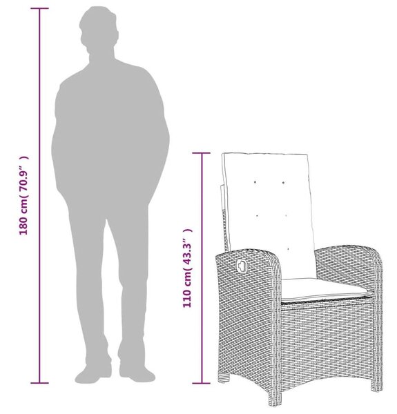 VidaXL 5részes világosszürke polyrattan kerti étkezőgarnitúra párnával