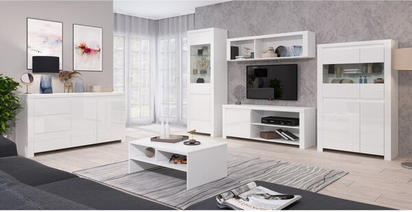 TV asztal 1D/160, fehér fényes, LINDY