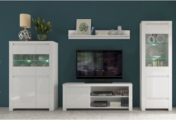 TV asztal 1D/160, fehér fényes, LINDY