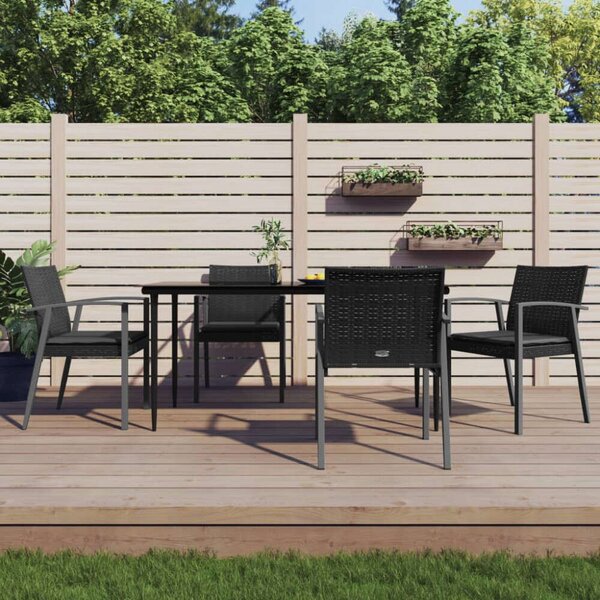 VidaXL 5-részes polyrattan és acél kerti étkezőgarnitúra párnával