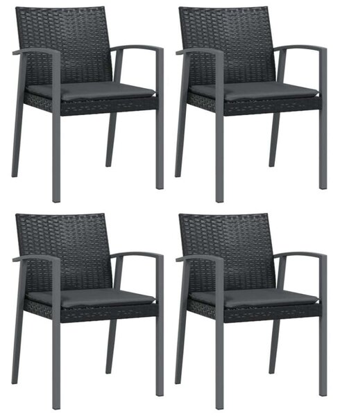 VidaXL 5-részes polyrattan és acél kerti étkezőgarnitúra párnával