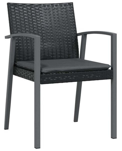 VidaXL 5-részes polyrattan és acél kerti étkezőgarnitúra párnával