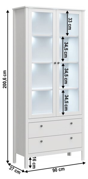 Vitrin 2W2S, fehér, OLJE