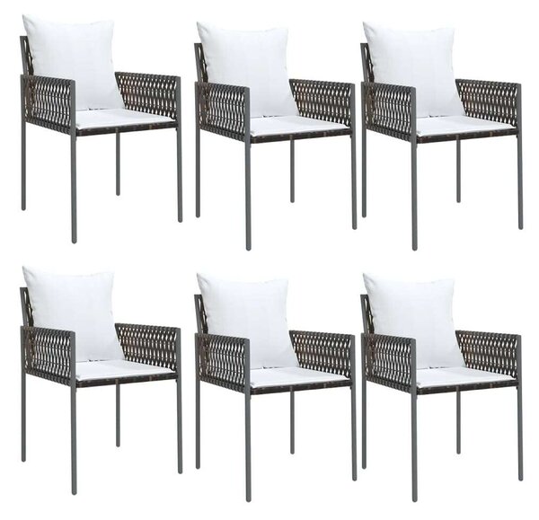 VidaXL 7-részes polyrattan és acél kerti étkezőgarnitúra párnával