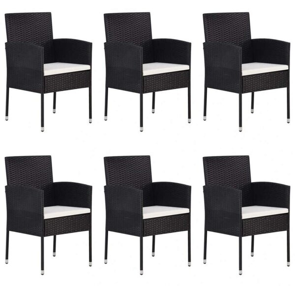 VidaXL - 7 Részes Kerti Étkezőgarnitúra - Akácfa Asztal - Fekete Polyrattan
