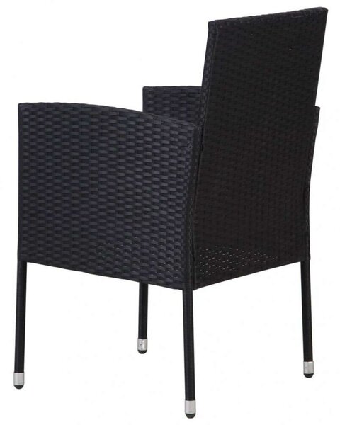 VidaXL - 7 Részes Kerti Étkezőgarnitúra - Akácfa Asztal - Fekete Polyrattan