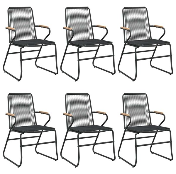 Kerti Étkezőgarnitúra - 7 Fős - Fekete PVC Rattan