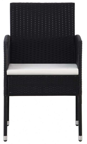 VidaXL - 7 Részes Kerti Étkezőgarnitúra - Akácfa Asztal - Fekete Polyrattan