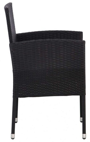 VidaXL - 7 Részes Kerti Étkezőgarnitúra - Akácfa Asztal - Fekete Polyrattan