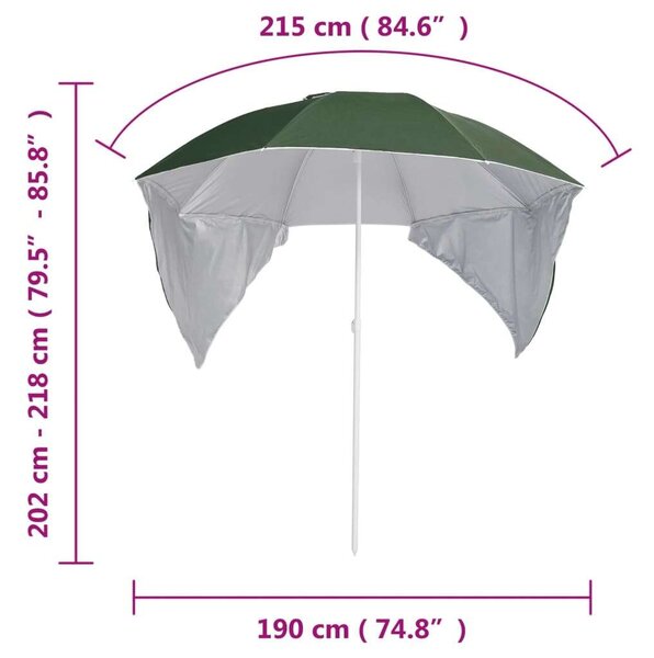 VidaXL Strandnapernyő - Zöld - 215 cm