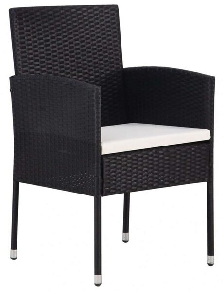VidaXL - 7 Részes Kerti Étkezőgarnitúra - Akácfa Asztal - Fekete Polyrattan
