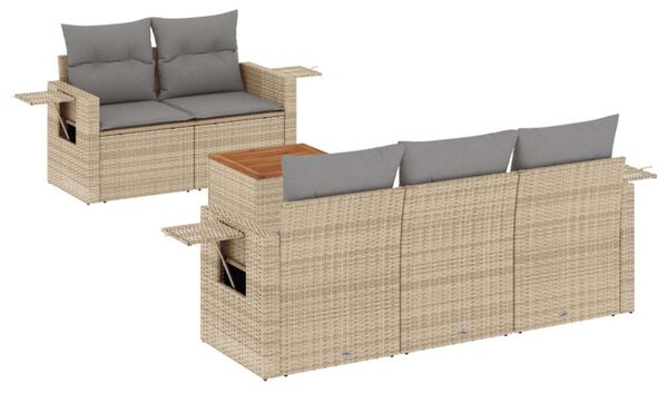 VidaXL 6 részes bézs polyrattan kerti ülőgarnitúra párnával