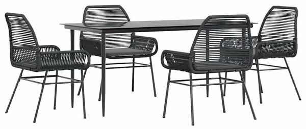 VidaXL 5 részes fekete polyrattan üveg kerti étkezőgarnitúra párnákkal