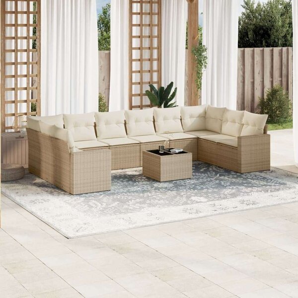 VidaXL Polyrattan Kerti Ülőgarnitúra - Bézs - 11 részes