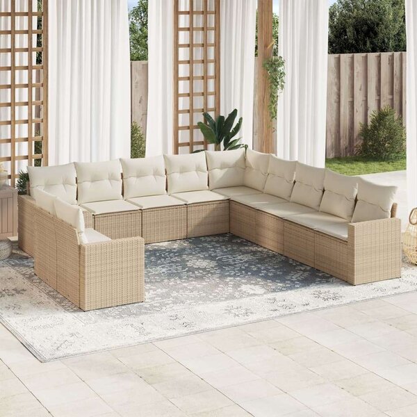 VidaXL Polyrattan Kerti Ülőgarnitúra - 11 részes - Bézs
