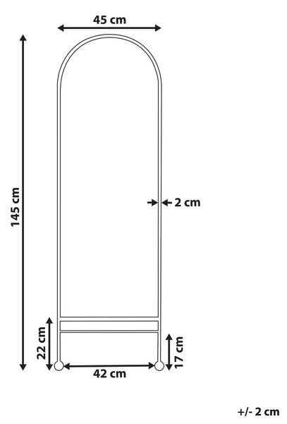 Falitükör JARNAGES 45 cm 145 cm Fém Fehér
