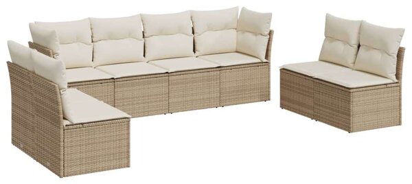 Polyrattan Kerti Ülőgarnitúra - 8 részes - Bézs