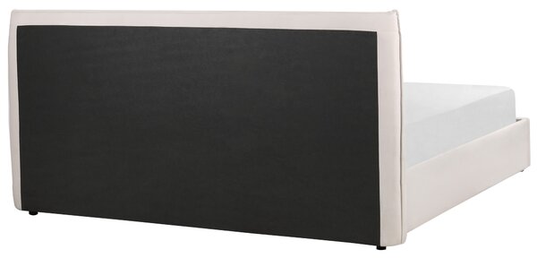Ágyneműtartós ágy LAVAUR Bársony Törtfehér 180 x 200 cm